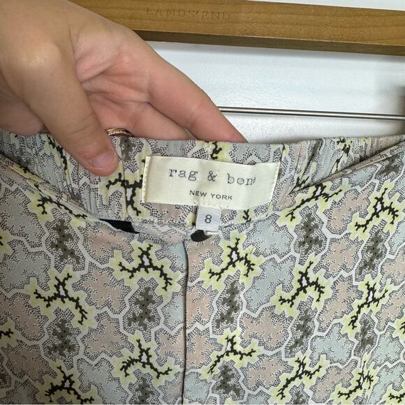 Rag & Bone Printed Pastel High Rise Stretch Silk Pants Size 8 - Picture 5 of 7